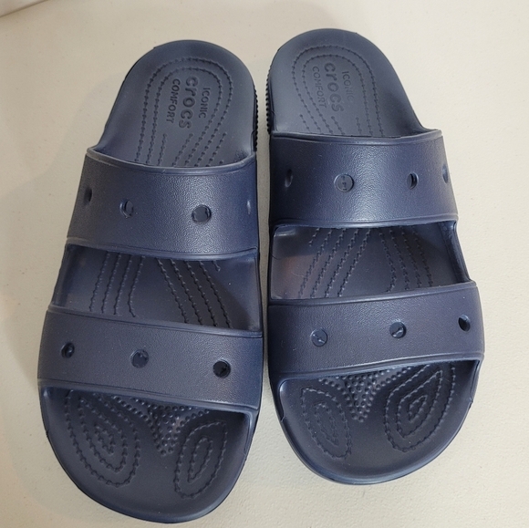 Crocs Classic Two-Strap Sandal Navy Blue Slip-on Shoe - W8 / M6 (Unisex) - Picture 7 of 11
